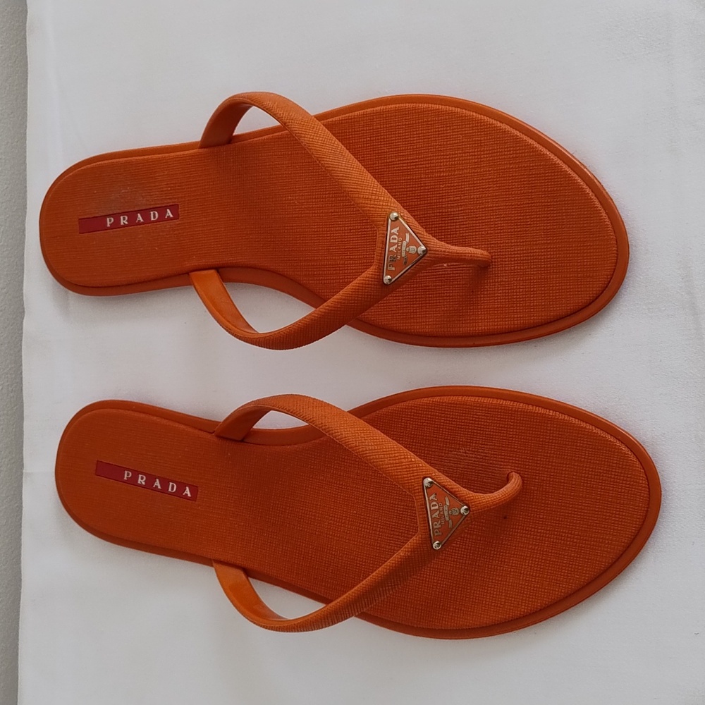 Prada Vibrant Orange Flip-Flop Sandals